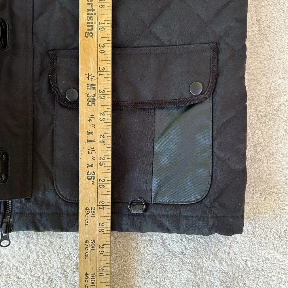 WRK Cotton Quilted Jacket Mens L Black Zip & Hook Closure Lined Field Chore Coat
